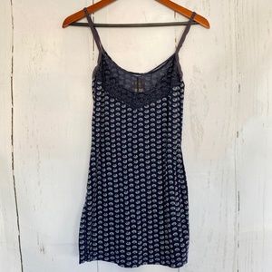 FREE PEOPLE Blue White Floral Spaghetti V Neck Tank Top Small S